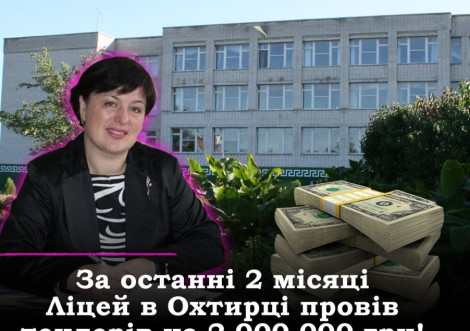 Масштабні закупівлі Охтирського ліцею №3: понад 2 мільйони гривень за два місяці
