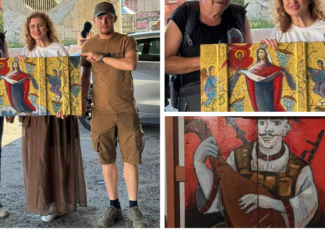 Охтирський художник перетворює мінні ящики на ікони для ЗСУ